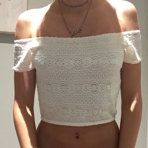 White off the shoulder crop top